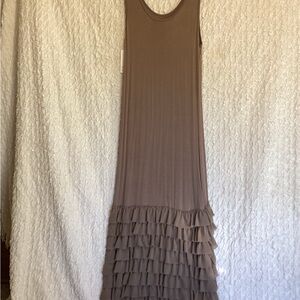 Dainty Jewells Taupe Maxi Dress with Ruffled Hem